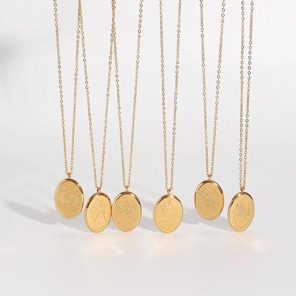 Aquarius Zodiac Pendant Necklace 18K Gold Plated Gift For Her - Picture 4 of 5